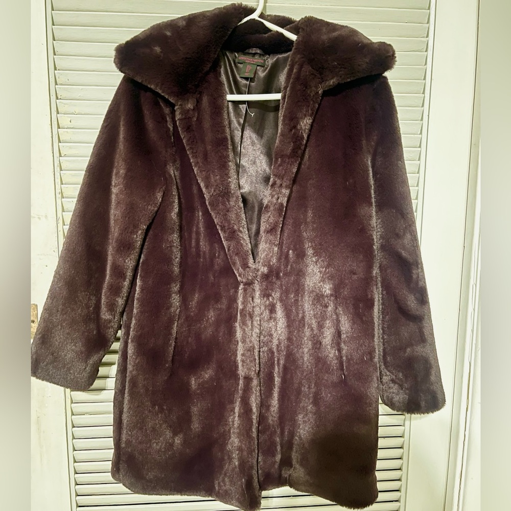 NWT Christian Siriano Deep Purple Super Soft Faux Fur Coat, fur coat winter coat